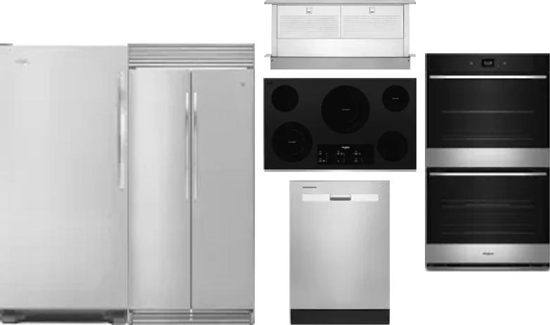 6 Piece Package Includes Refrigerator, Freezer, Cooktop, Wall Oven, Hood And Dishwasher