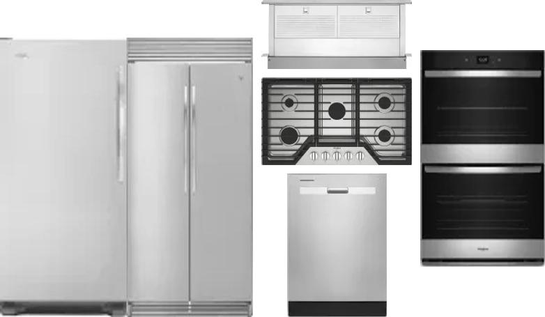 6 Piece Package Includes Refrigerator, Freezer, Cooktop, Wall Oven, Hood And Dishwasher