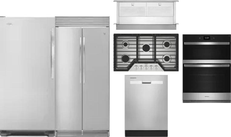 6 Piece Package Includes Refrigerator, Freezer, Cooktop, Wall Oven, Hood And Dishwasher