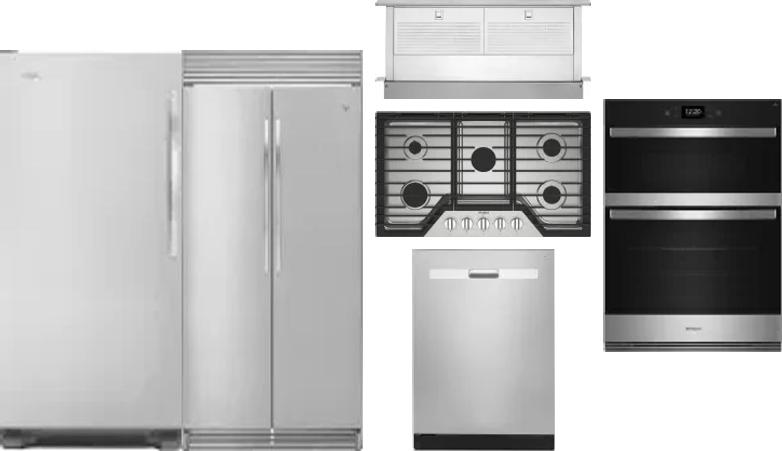 6 Piece Package Includes Refrigerator, Freezer, Cooktop, Wall Oven, Hood And Dishwasher