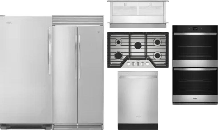 6 Piece Package Includes Refrigerator, Freezer, Cooktop, Wall Oven, Hood And Dishwasher
