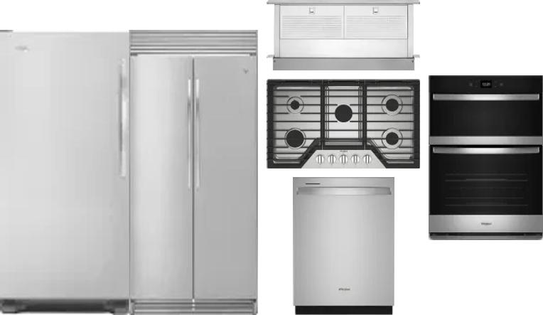 6 Piece Package Includes Refrigerator, Freezer, Cooktop, Wall Oven, Hood And Dishwasher