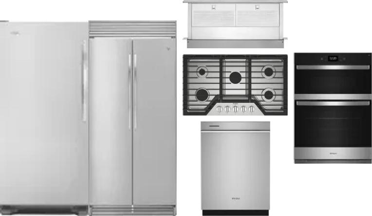 6 Piece Package Includes Refrigerator, Freezer, Cooktop, Wall Oven, Hood And Dishwasher