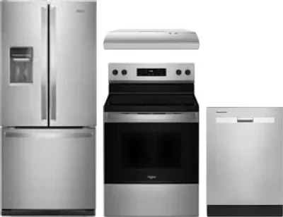 4 Piece Package Includes Refrigerator, Range, Hood And Dishwasher