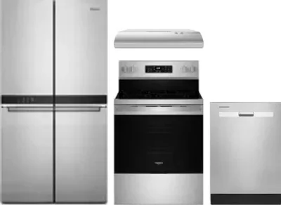 4 Piece Package Includes Refrigerator, Range, Hood And Dishwasher