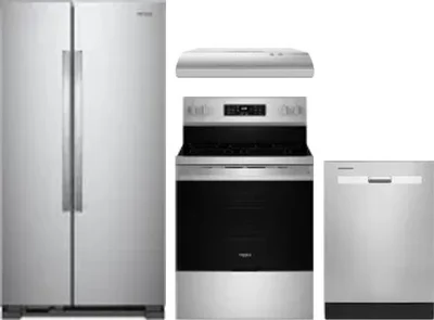 4 Piece Package Includes Refrigerator, Range, Hood And Dishwasher