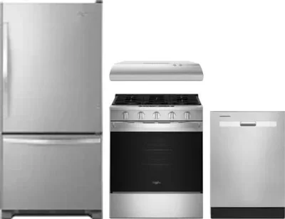 4 Piece Package Includes Refrigerator, Range, Hood And Dishwasher