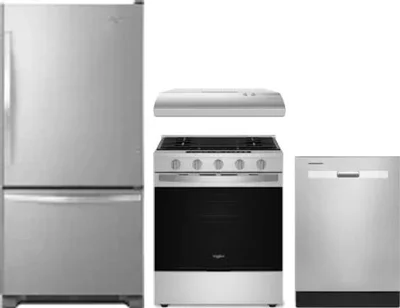 4 Piece Package Includes Refrigerator, Range, Hood And Dishwasher