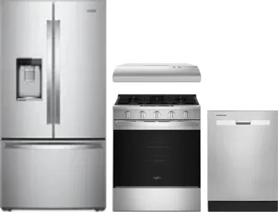 4 Piece Package Includes Refrigerator, Range, Hood And Dishwasher