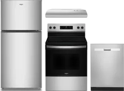 4 Piece Package Includes Refrigerator, Range, Hood And Dishwasher