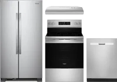 4 Piece Package Includes Refrigerator, Range, Hood And Dishwasher
