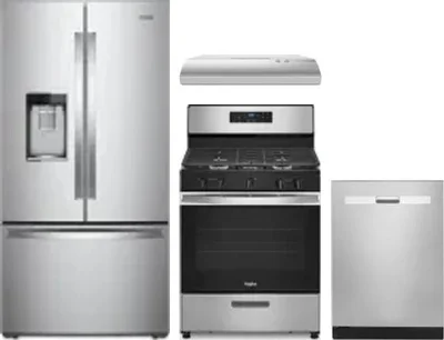 4 Piece Package Includes Refrigerator, Range, Hood And Dishwasher