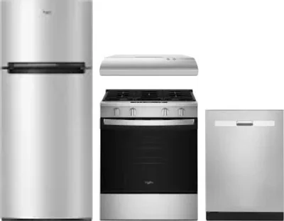 4 Piece Package Includes Refrigerator, Range, Hood And Dishwasher