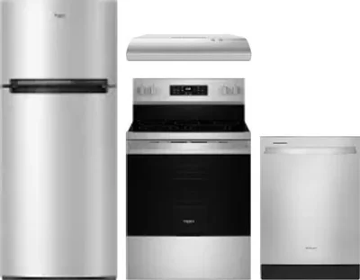 4 Piece Package Includes Refrigerator, Range, Hood And Dishwasher