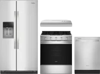 4 Piece Package Includes Refrigerator, Range, Hood And Dishwasher