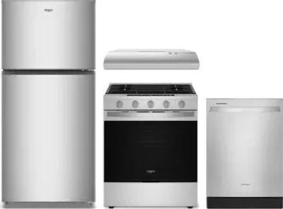 4 Piece Package Includes Refrigerator, Range, Hood And Dishwasher