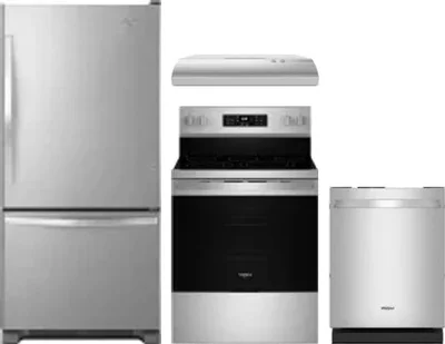 4 Piece Package Includes Refrigerator, Range, Hood And Dishwasher