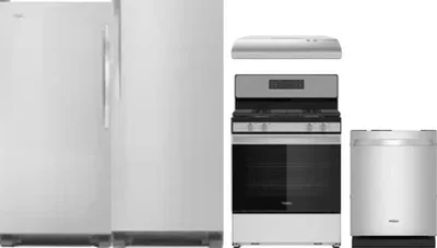 5 Piece Package Includes Refrigerator, Freezer, Range, Hood And Dishwasher