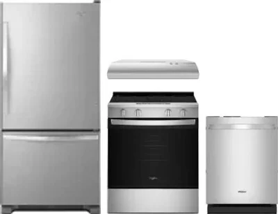 4 Piece Package Includes Refrigerator, Range, Hood And Dishwasher