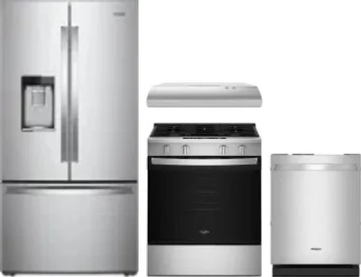 4 Piece Package Includes Refrigerator, Range, Hood And Dishwasher
