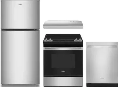 4 Piece Package Includes Refrigerator, Range, Hood And Dishwasher