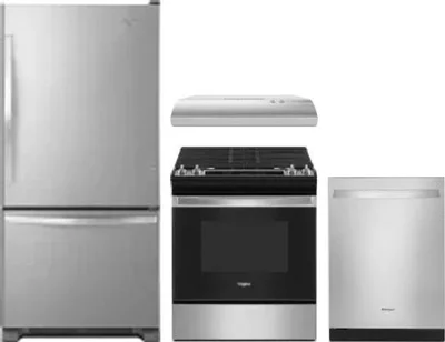 4 Piece Package Includes Refrigerator, Range, Hood And Dishwasher