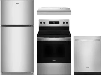 4 Piece Package Includes Refrigerator, Range, Hood And Dishwasher