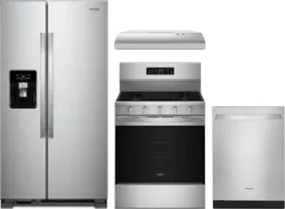 4 Piece Package Includes Refrigerator, Range, Hood And Dishwasher