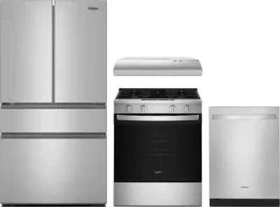 4 Piece Package Includes Refrigerator, Range, Hood And Dishwasher