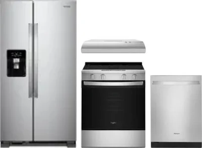 4 Piece Package Includes Refrigerator, Range, Hood And Dishwasher