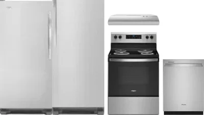 5 Piece Package Includes Refrigerator, Freezer, Range, Hood And Dishwasher