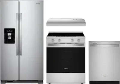 4 Piece Package Includes Refrigerator, Range, Hood And Dishwasher