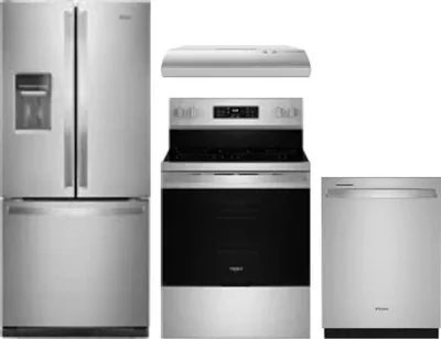 4 Piece Package Includes Refrigerator, Range, Hood And Dishwasher