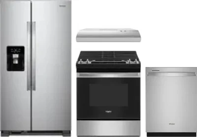 4 Piece Package Includes Refrigerator, Range, Hood And Dishwasher
