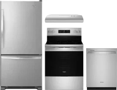 4 Piece Package Includes Refrigerator, Range, Hood And Dishwasher