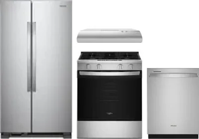 4 Piece Package Includes Refrigerator, Range, Hood And Dishwasher