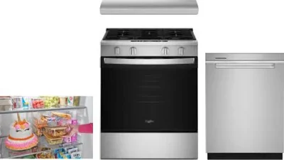 4 Piece Package Includes Refrigerator, Range, Hood And Dishwasher