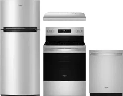 4 Piece Package Includes Refrigerator, Range, Hood And Dishwasher