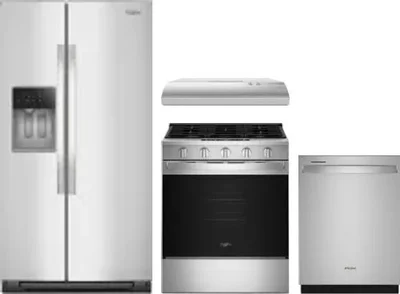 4 Piece Package Includes Refrigerator, Range, Hood And Dishwasher