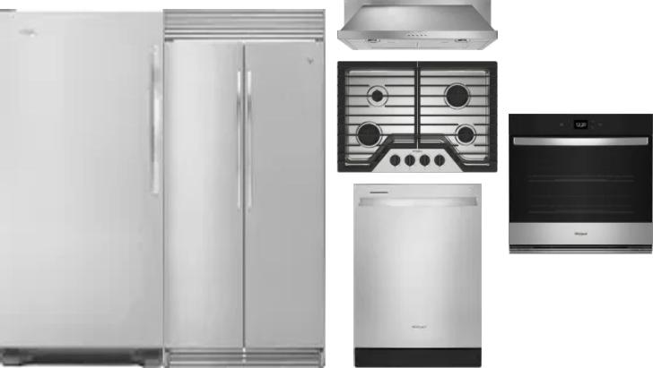 6 Piece Package Includes Refrigerator, Freezer, Cooktop, Wall Oven, Hood And Dishwasher