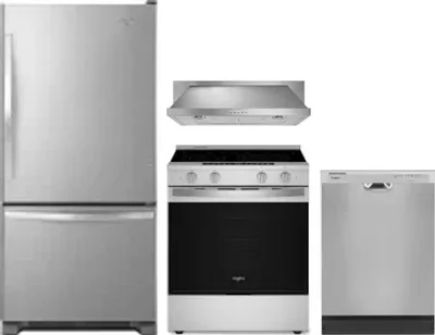 4 Piece Package Includes Refrigerator, Range, Hood And Dishwasher