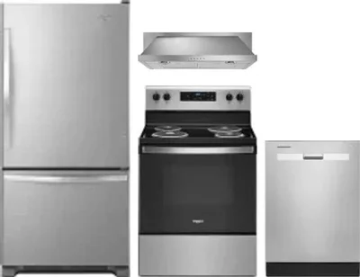 4 Piece Package Includes Refrigerator, Range, Hood And Dishwasher