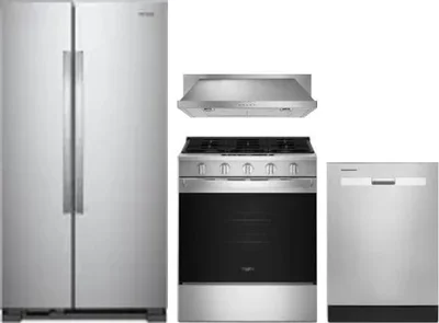 4 Piece Package Includes Refrigerator, Range, Hood And Dishwasher
