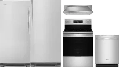 5 Piece Package Includes Refrigerator, Freezer, Range, Hood And Dishwasher