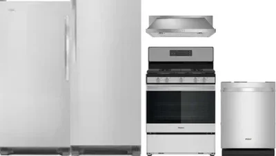 5 Piece Package Includes Refrigerator, Freezer, Range, Hood And Dishwasher