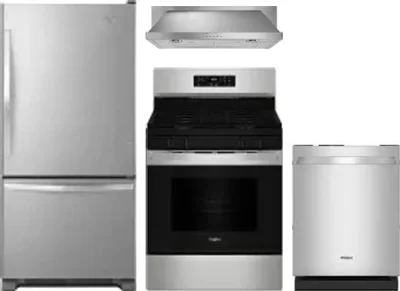 4 Piece Package Includes Refrigerator, Range, Hood And Dishwasher