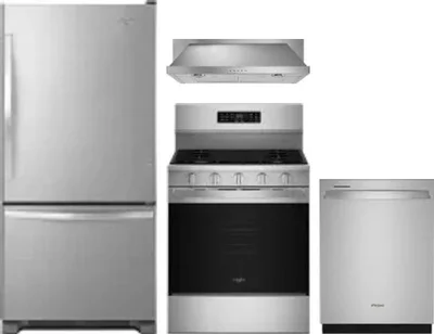 4 Piece Package Includes Refrigerator, Range, Hood And Dishwasher