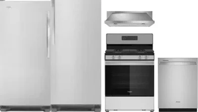 5 Piece Package Includes Refrigerator, Freezer, Range, Hood And Dishwasher