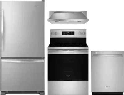 4 Piece Package Includes Refrigerator, Range, Hood And Dishwasher