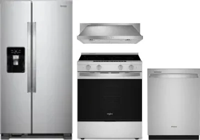 4 Piece Package Includes Refrigerator, Range, Hood And Dishwasher
